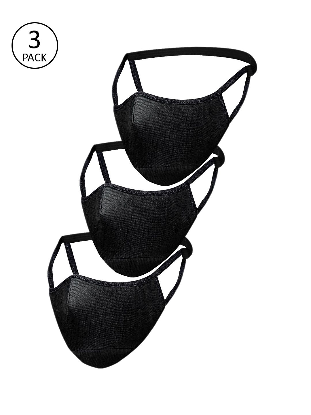 Impulse Unisex Black Pack Of 3 Reusable 4-Ply Cloth Masks Price in India