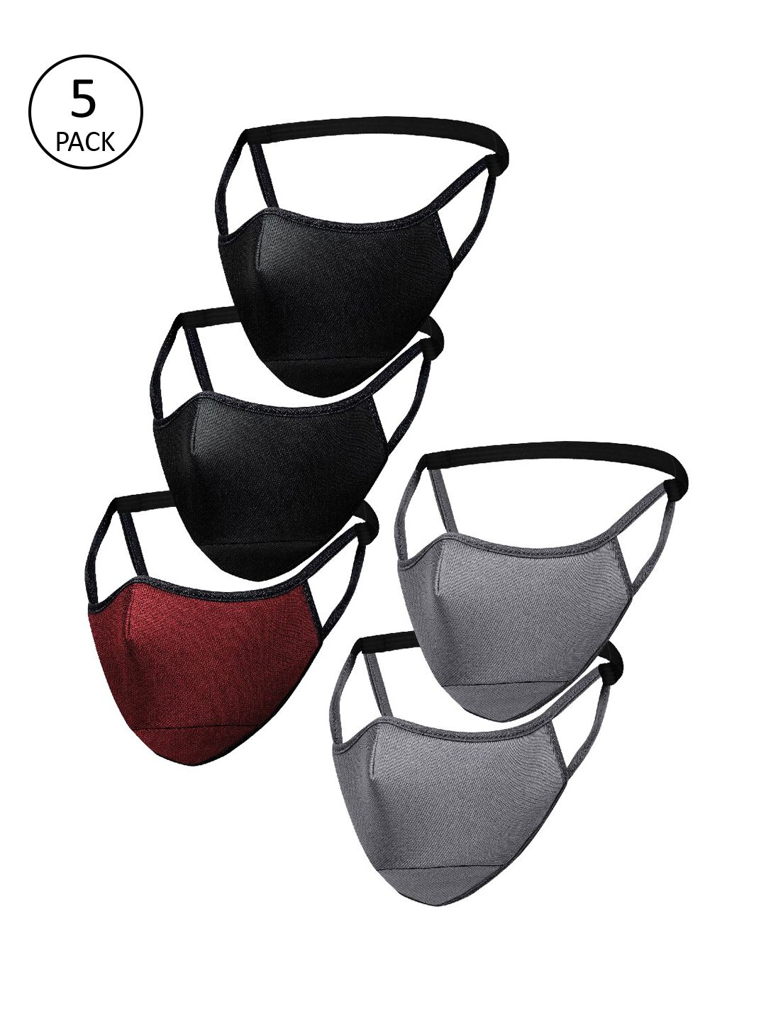 Impulse Unisex Multicoloured Pack Of 5 Reusable 4-Ply Cloth Masks Price in India