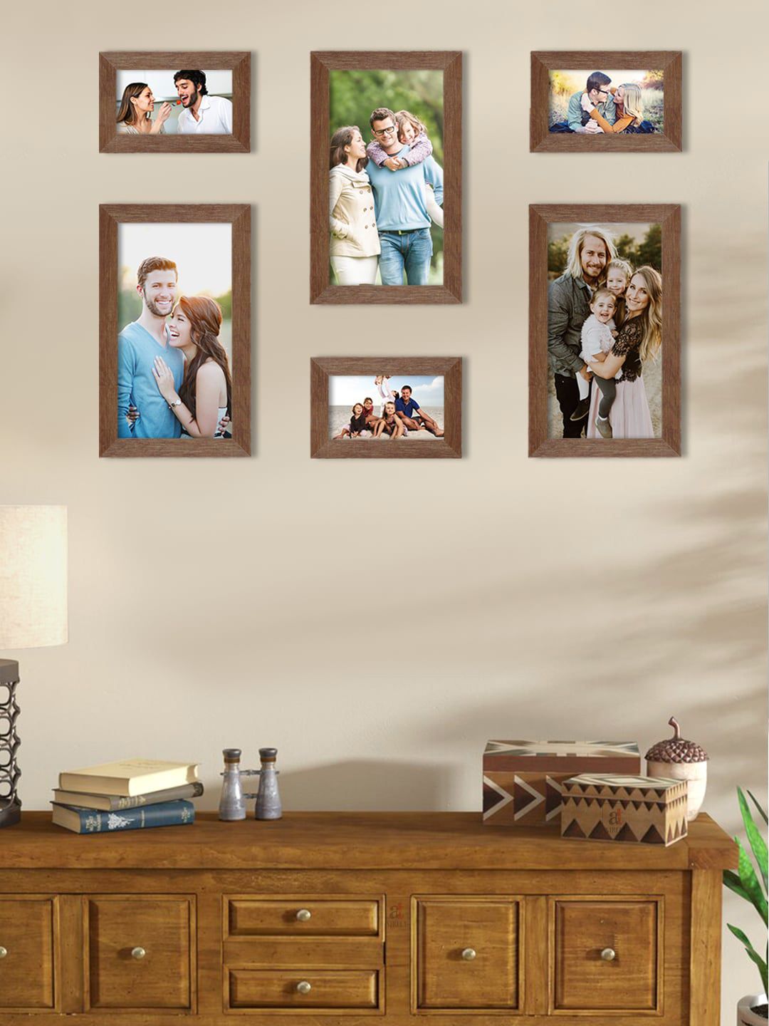 Art Street Set Of 6 Brown Solid Individual Wall Photo Frames Price in India