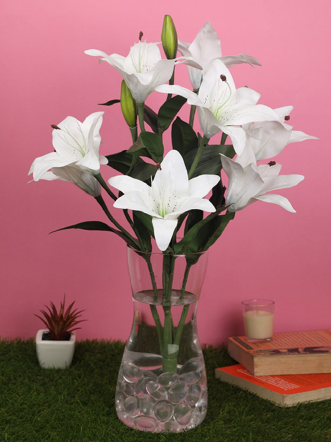 PolliNation White Artificial Lily Flower Bunch Price in India