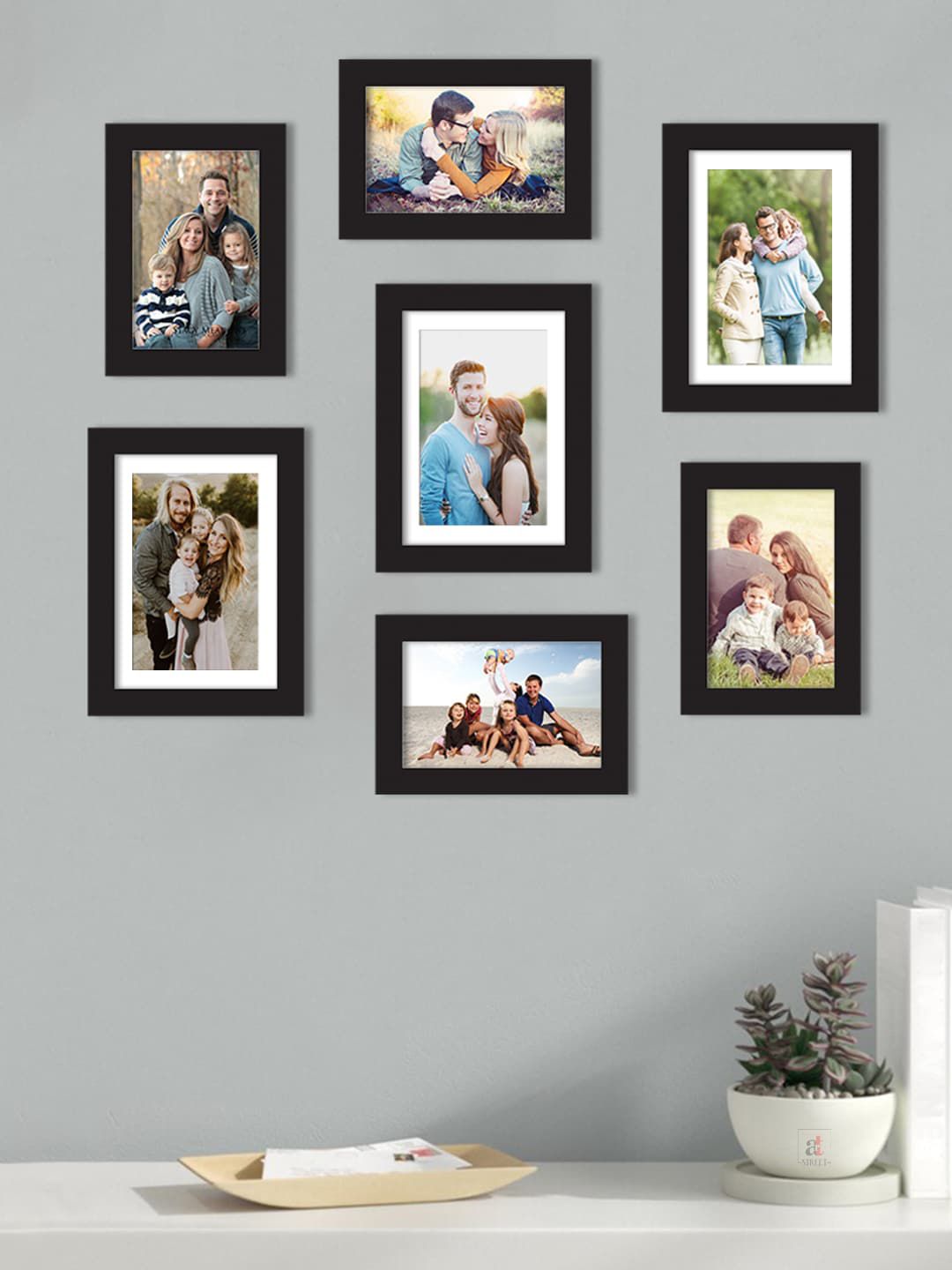 Art Street Set Of 7 Black Solid Individual Wall Photo Frames Price in India