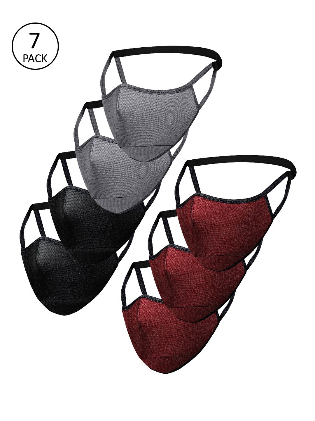 Impulse Unisex Multicoloured Pack Of 7 Reusable 4-Ply Cloth Masks Price in India