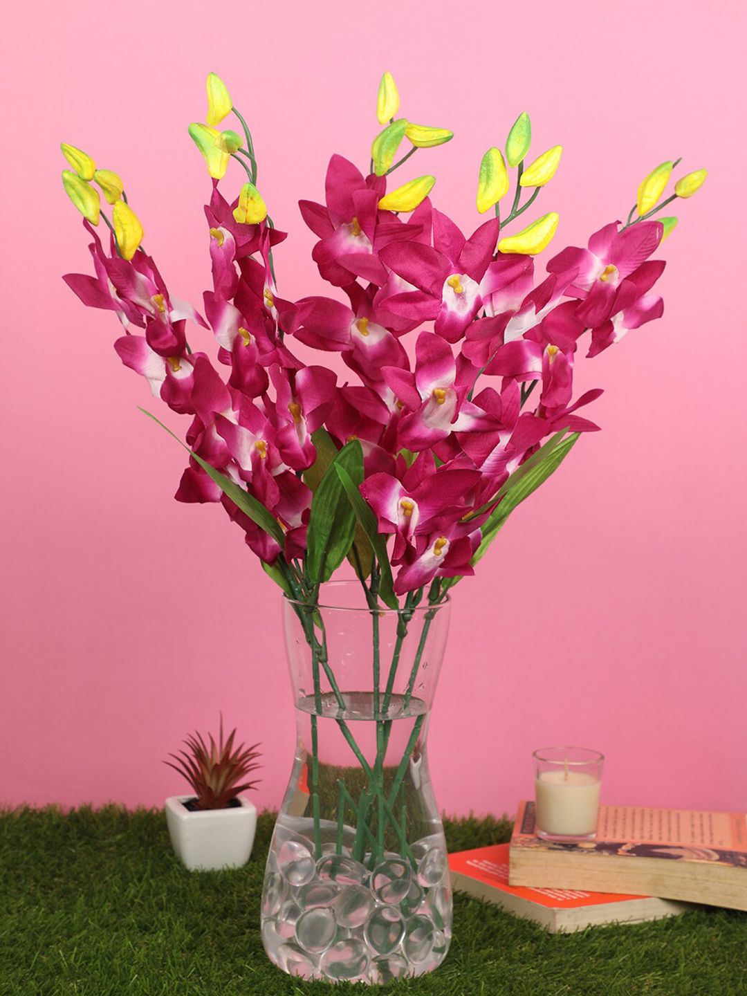 PolliNation Purple Set of 5 Splendacious Artificial Orchid Flowers Price in India
