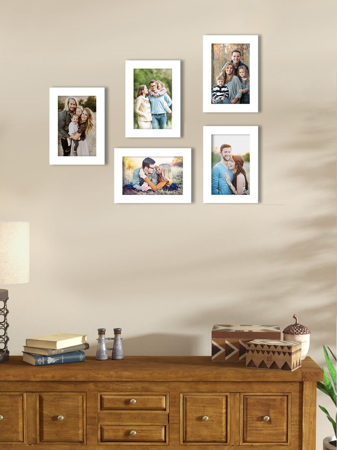 Art Street Set Of 5 White Solid Individual Wall Photo Frames Price in India