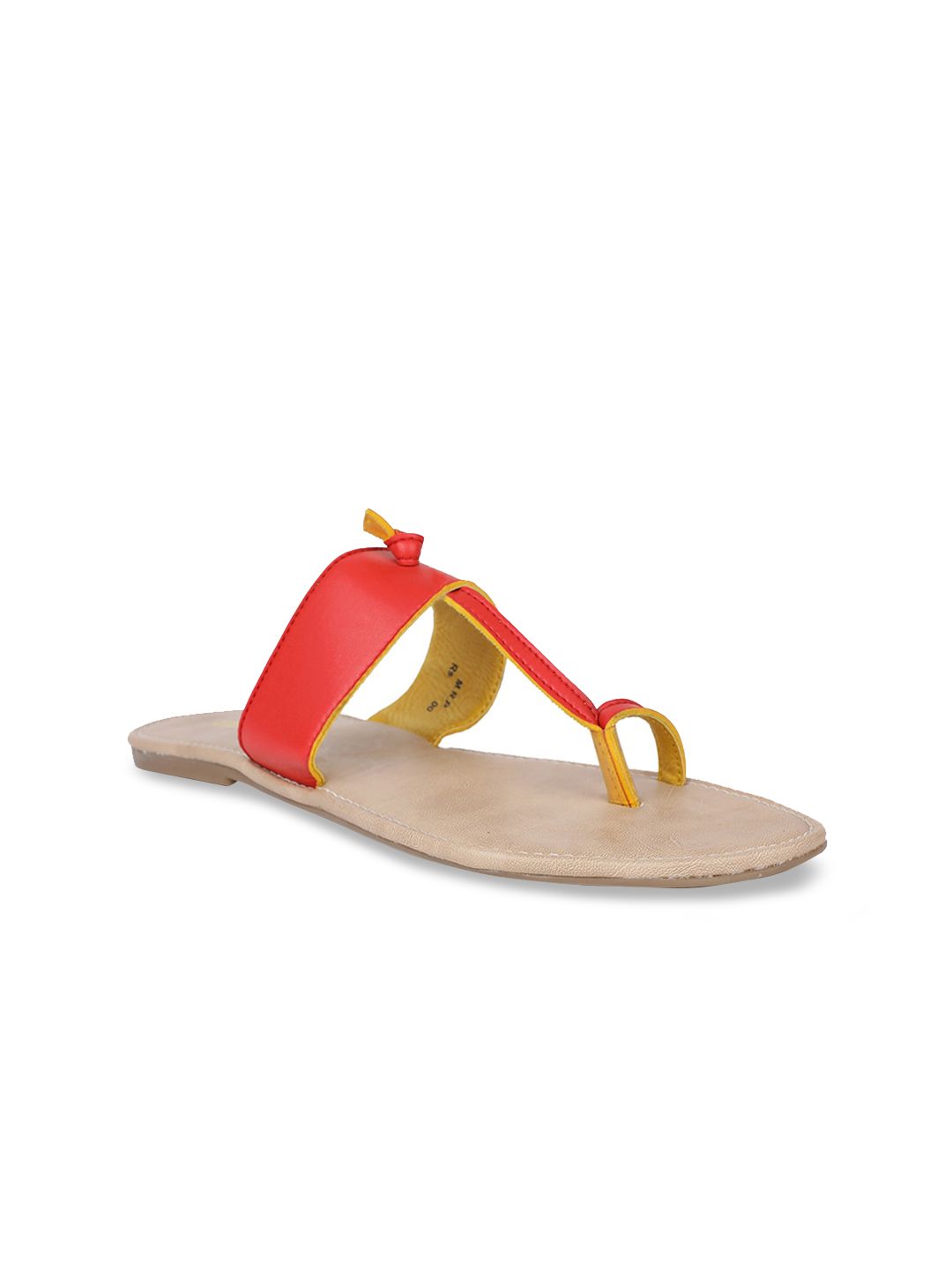 Bata Women Red Solid PU One Toe Flats Price in India