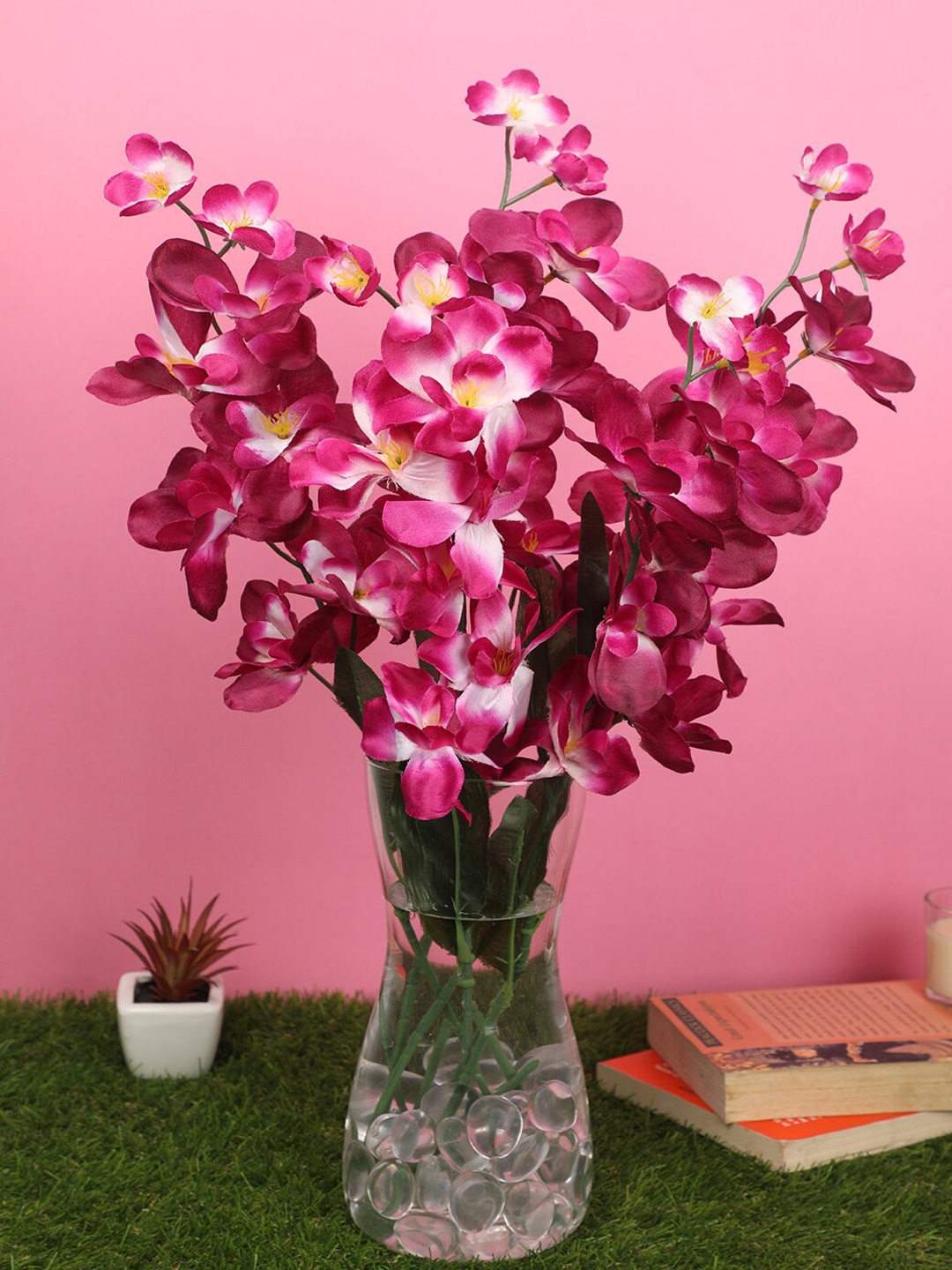 PolliNation Set Of 5 Purple Rich Artificial Orchid Flowers Price in India