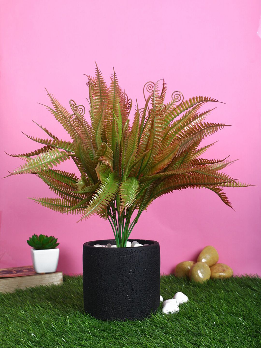PolliNation Pack of 2 Artificial Brown Ferns Bunch For Decor without Pot Price in India