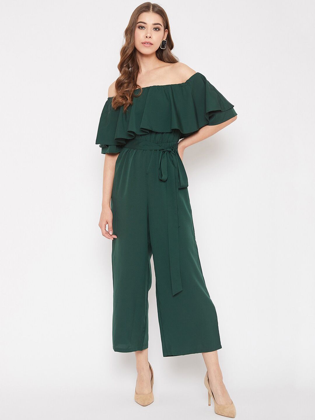 Berrylush Women Green Solid Culotte Jumpsuit Price in India