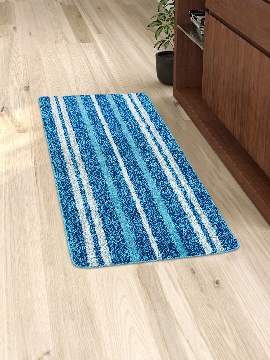 Saral Home Blue & White Striped Anti-Skid Floor Runner Price in India