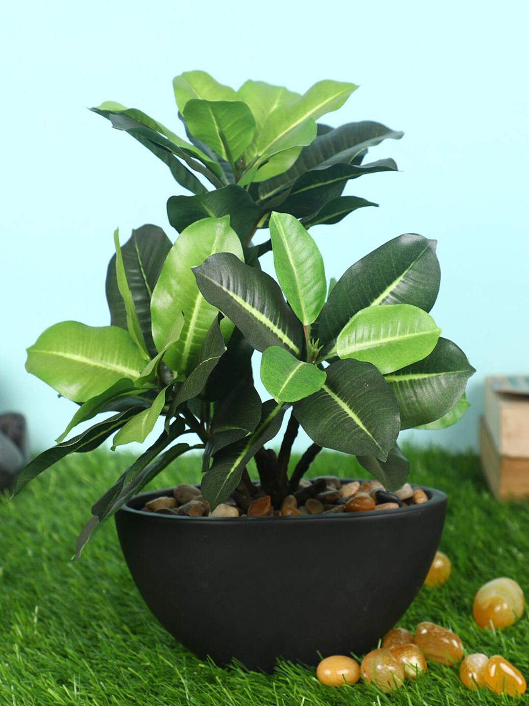 PolliNation Green Artificial Quercus Bonsai with Black Ceramic Pot Price in India