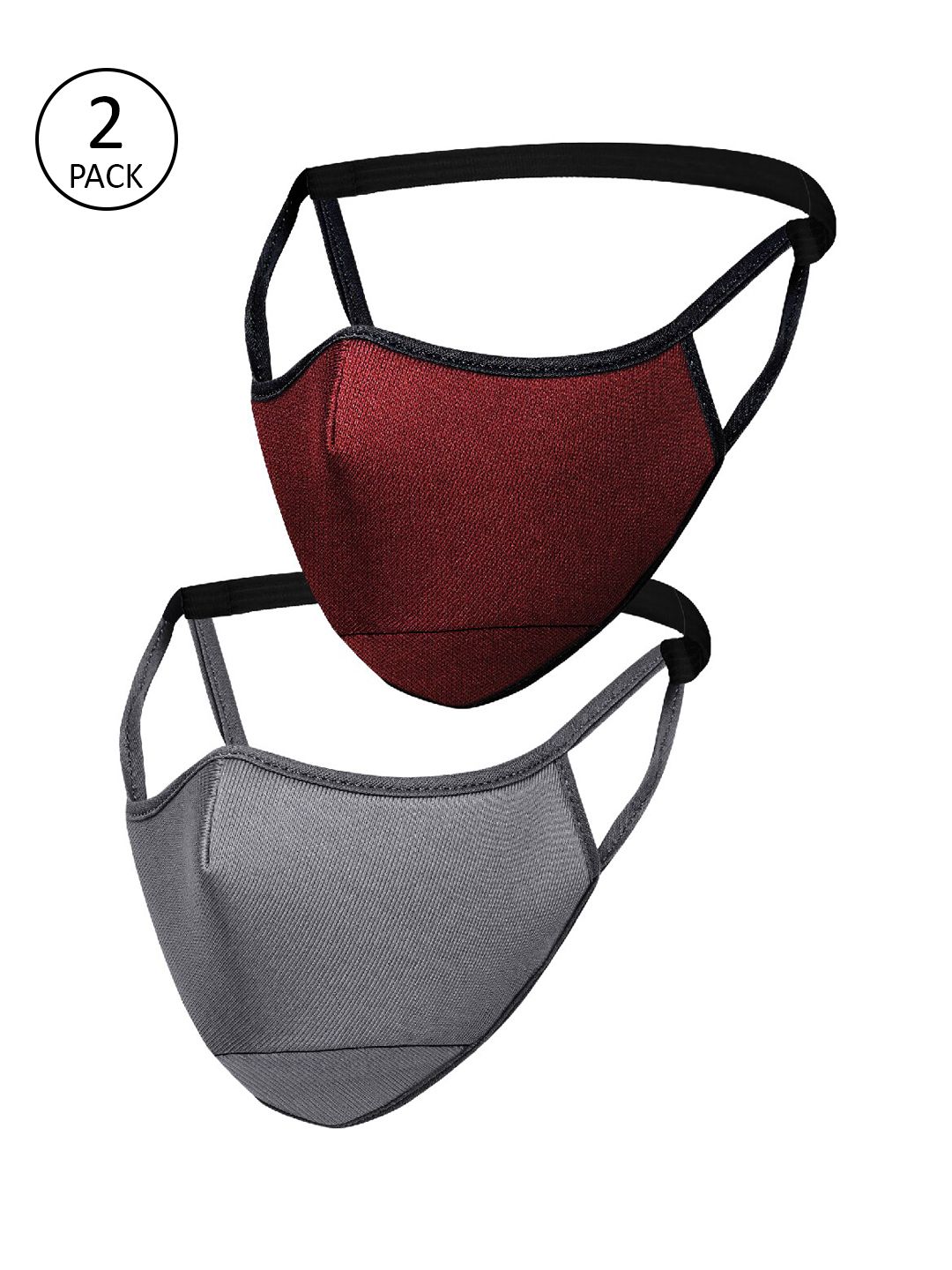 Impulse Unisex Pack of 2 Pcs Grey & Maroon Reusable 6-Ply Outdoor I95 Po2 Masks Price in India