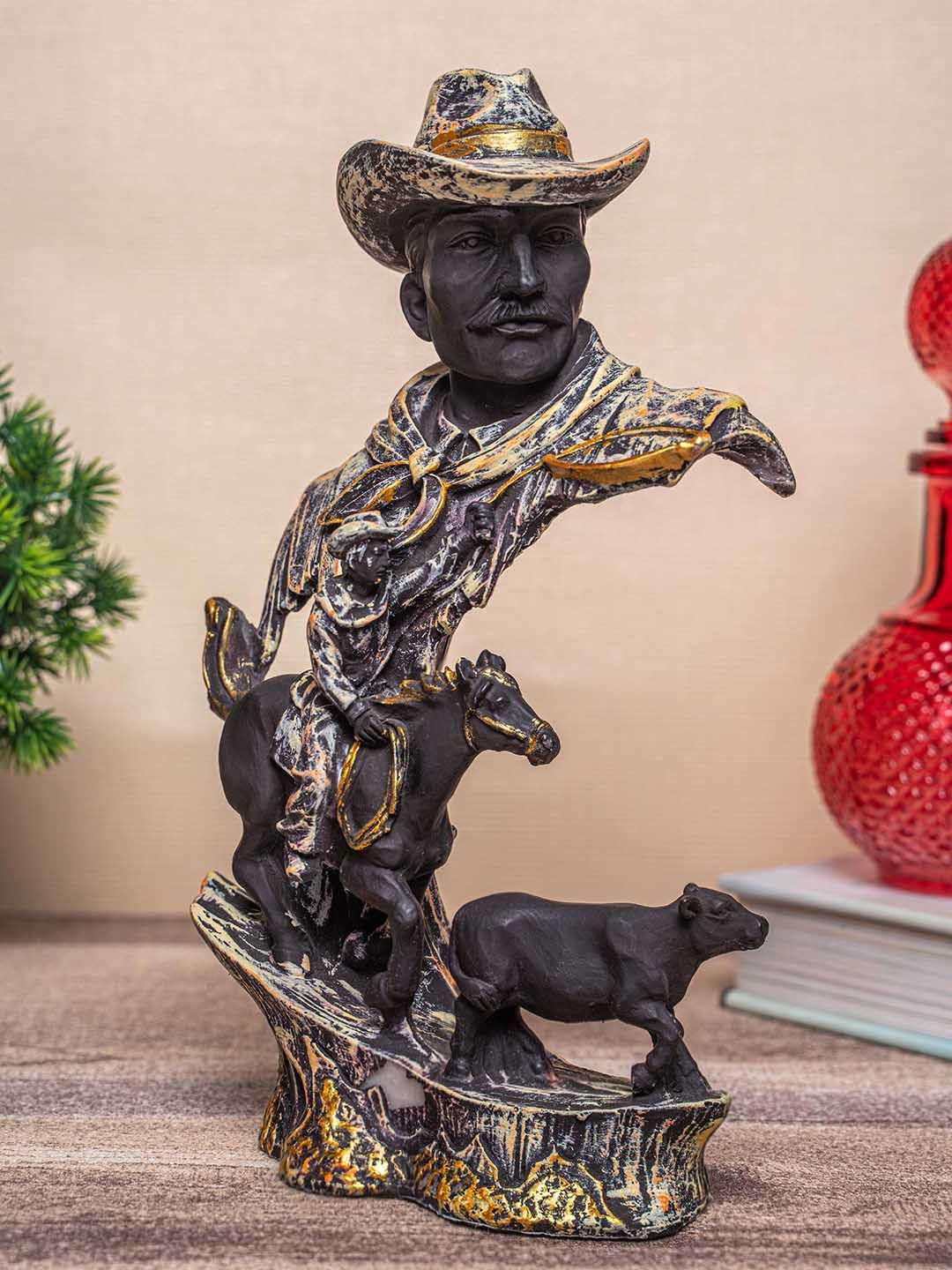 TIED RIBBONS Black & Gold-Toned Antique Finish Decorative Figurine Price in India