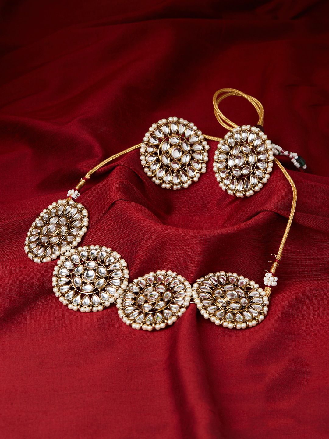 Fida Gold-Plated Choker Kundan Studded Necklace with Earrings Price in India