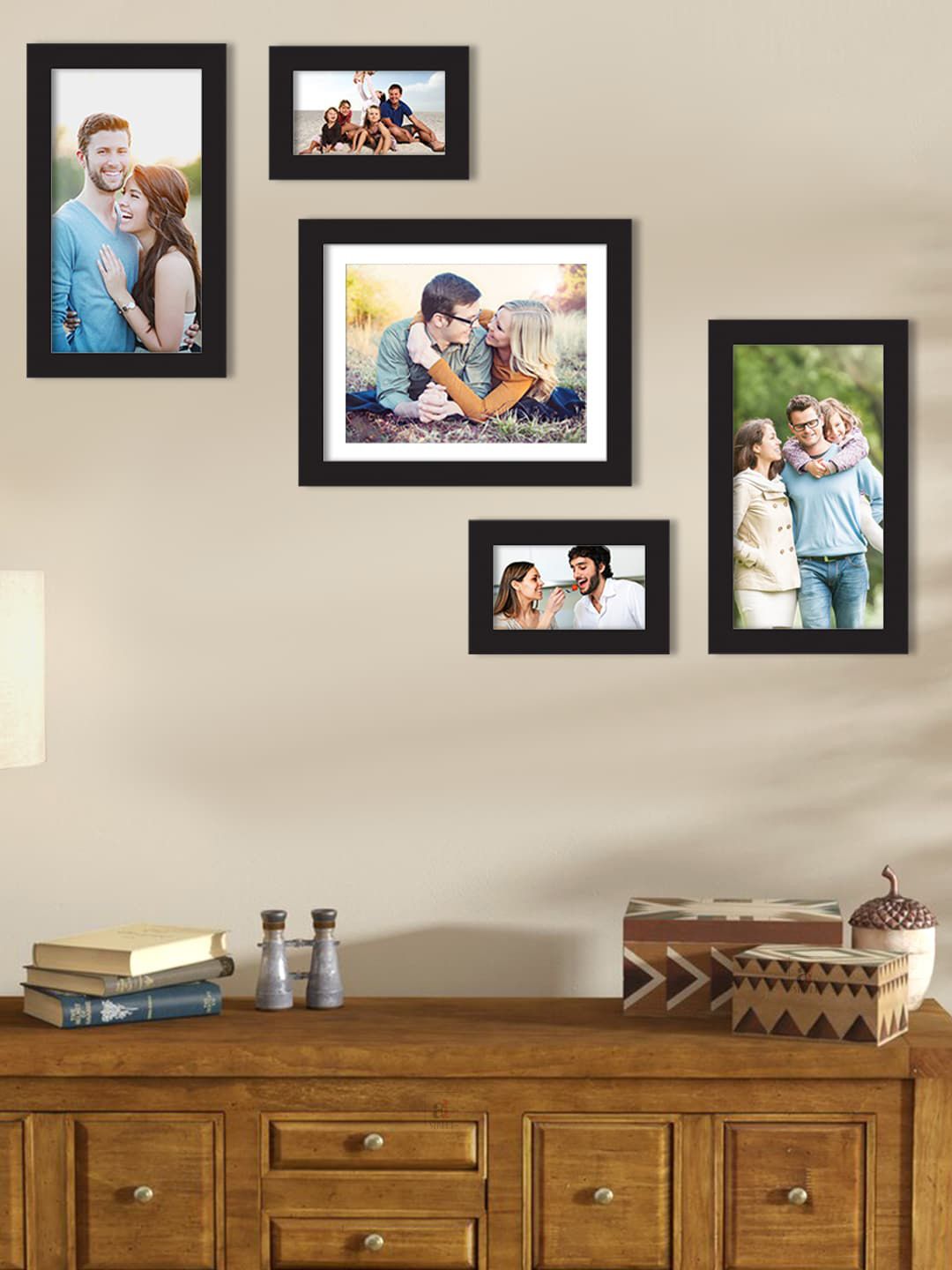Art Street Set Of 5 Black Solid Individual Wall Photo Frames Price in India