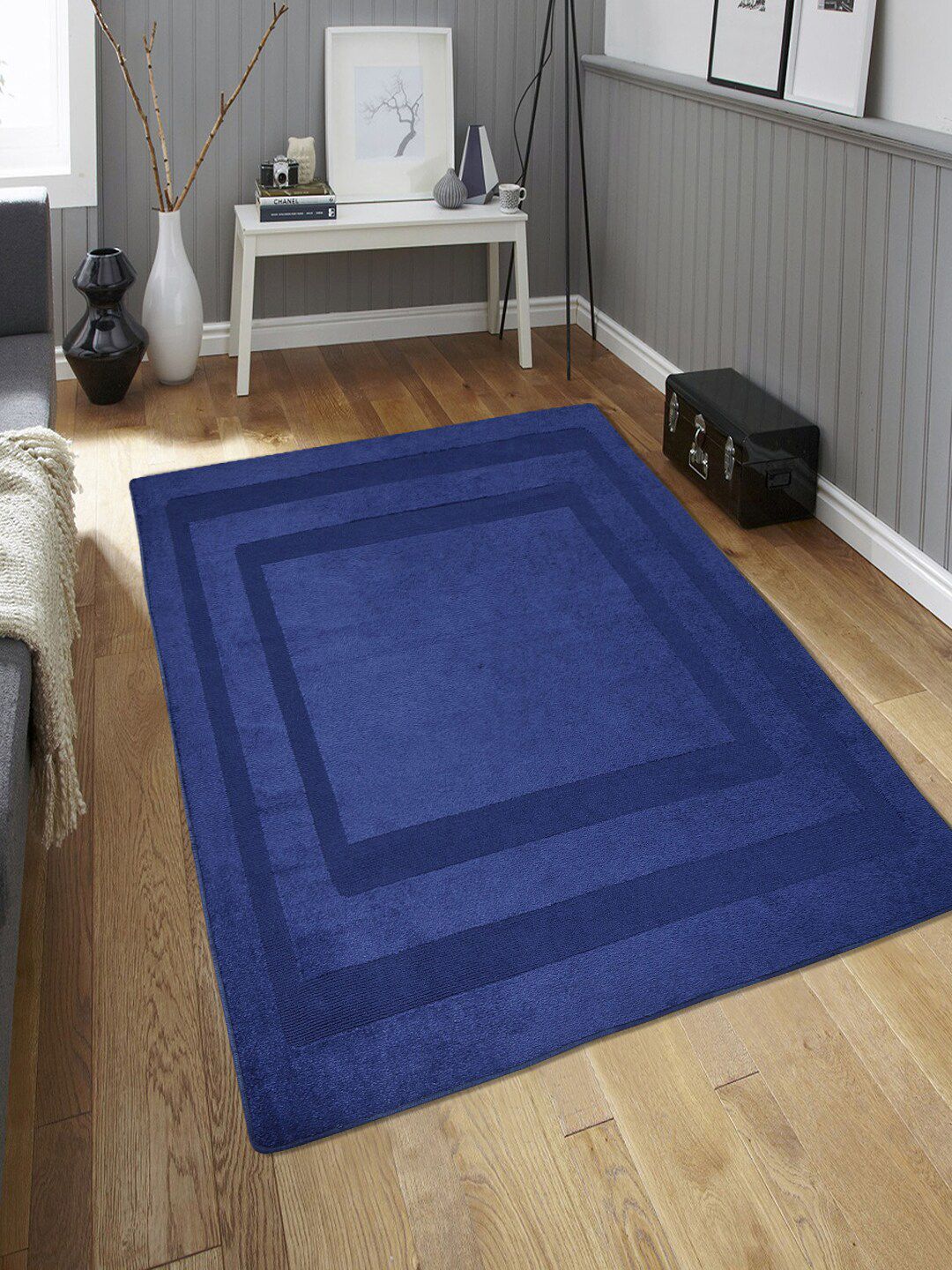 Saral Home Blue Solid Anti-Skid Carpet Price in India