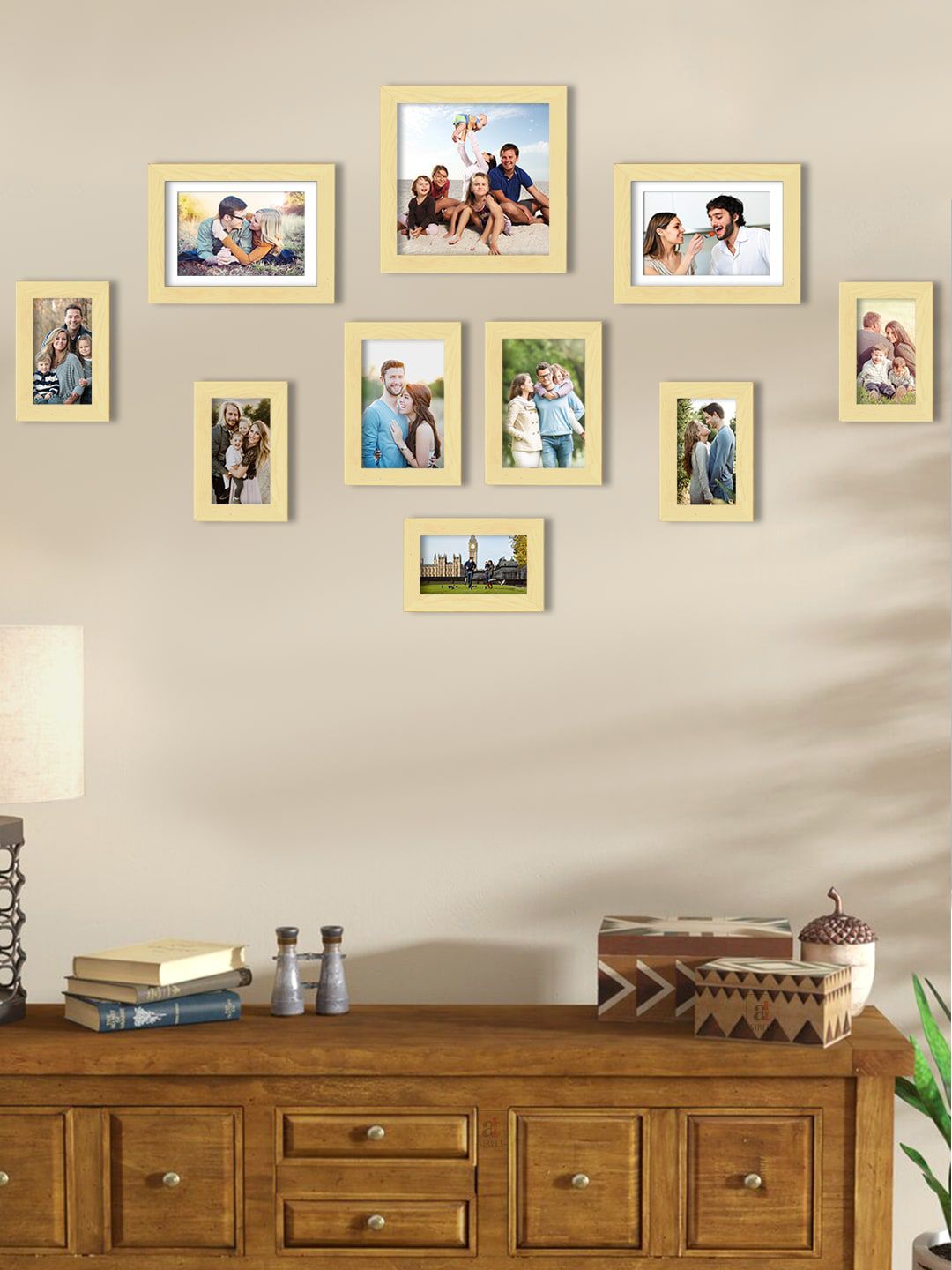 Art Street Set Of 10 Beige Solid Individual Wall Photo Frames Price in India