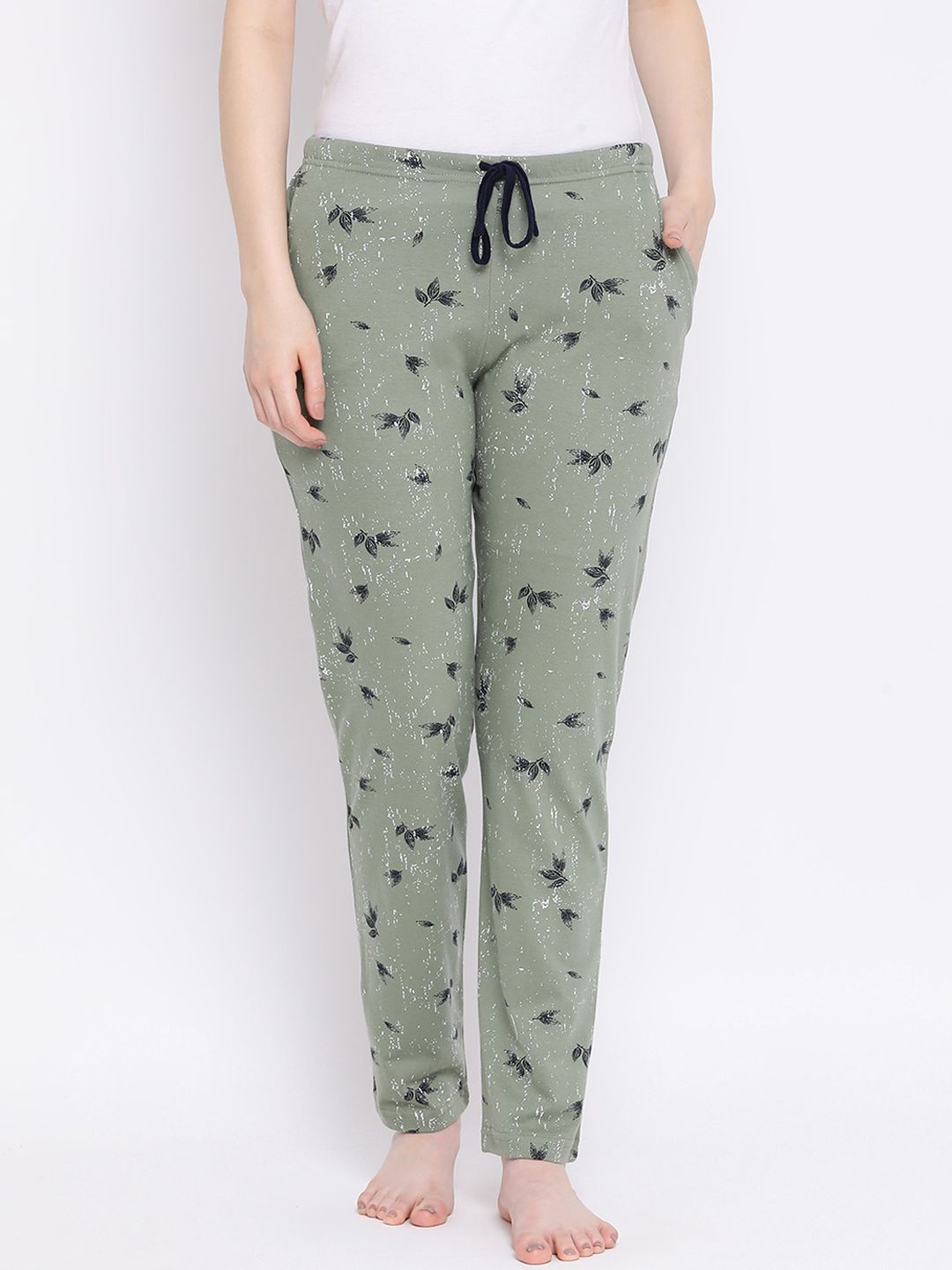 Kanvin Women Olive Green Printed Lounge Pants Price in India