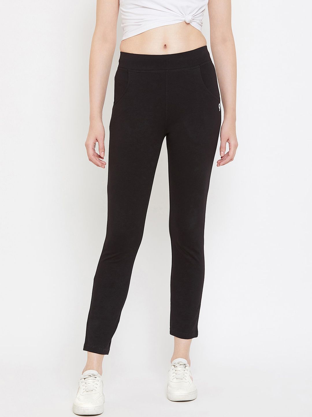 C9 AIRWEAR Women Black Solid Stretchable Track Pants Price in India