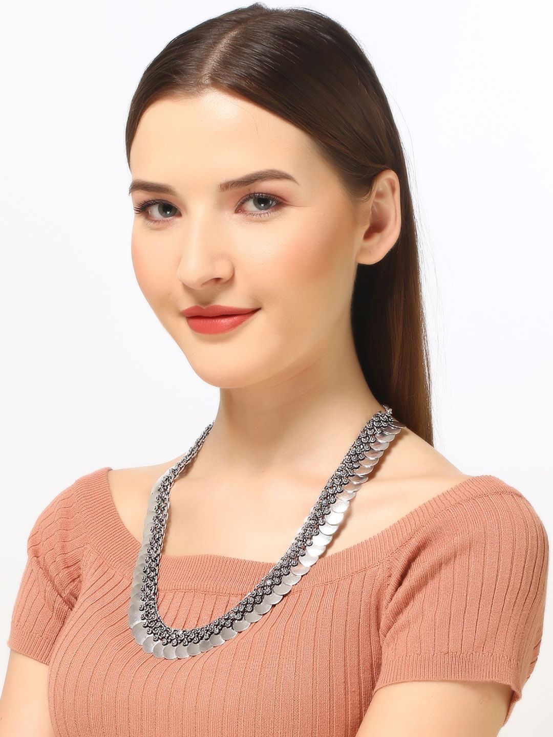Infuzze Silver-Plated Oxidised Necklace Price in India