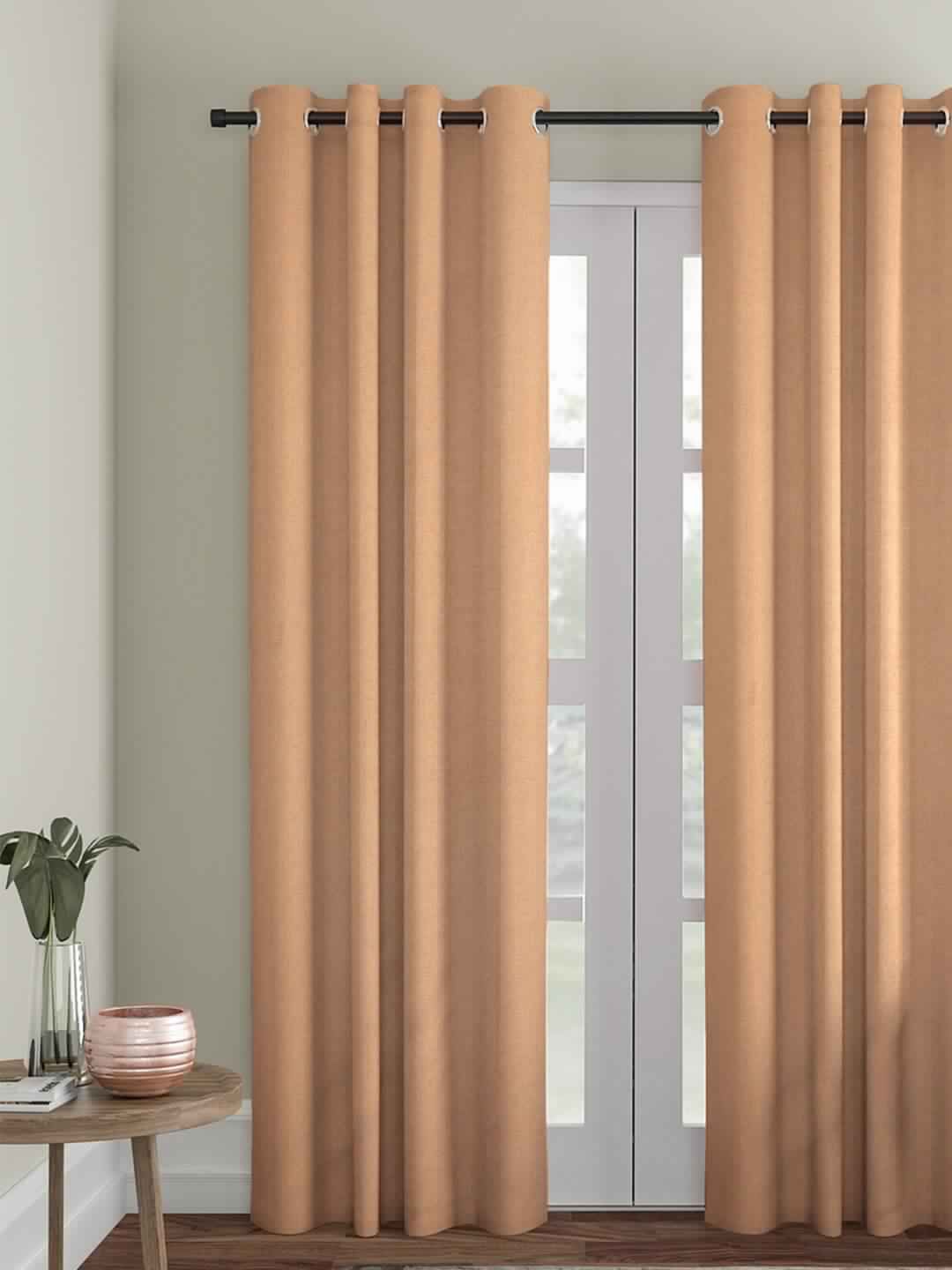 Kuber Industries Muted Gold-Toned Set of 2 Door Curtains Price in India