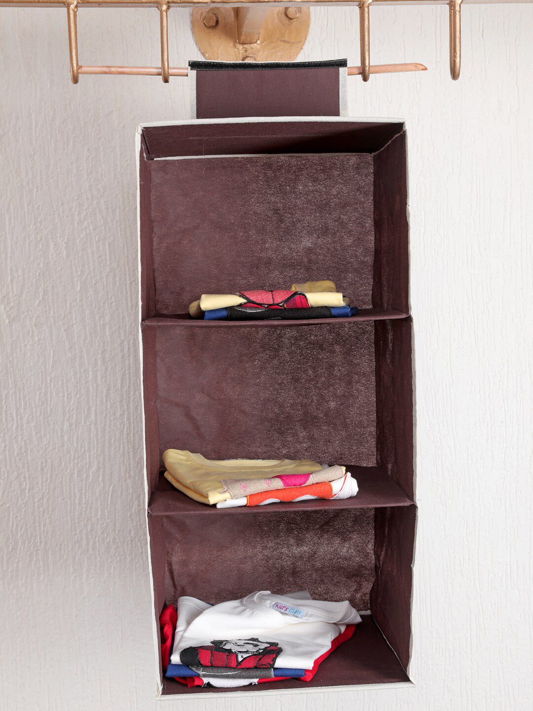 My Gift Booth Set Of 2 Brown Solid Hanging Foldable Wardrobe Organisers Price in India