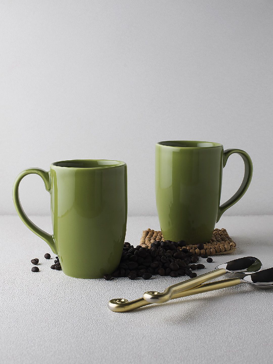 Ariane Green Solid 2 Pieces Porcelain Mugs Price in India