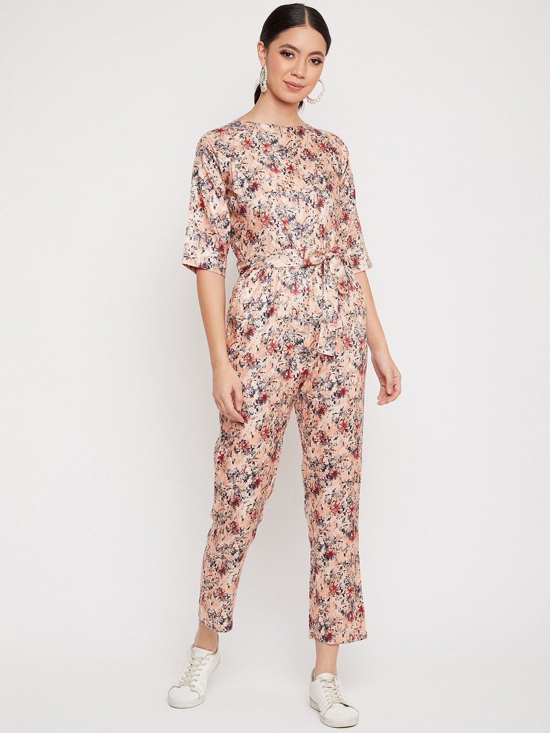 Crimsoune Club Women Orange Printed Basic Jumpsuit Price in India