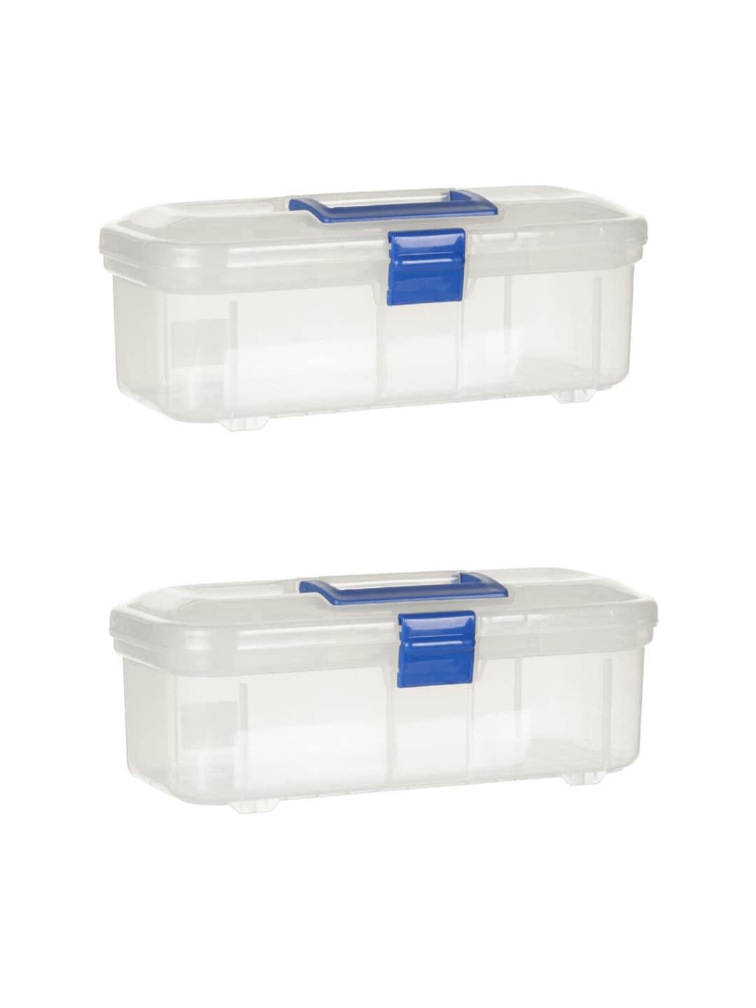 NOW & ZEN Set Of 2 Transparent & Blue Multipurpose Handy Medical Storage Box With Removable Inner Tray & Carrying Handle Price in India