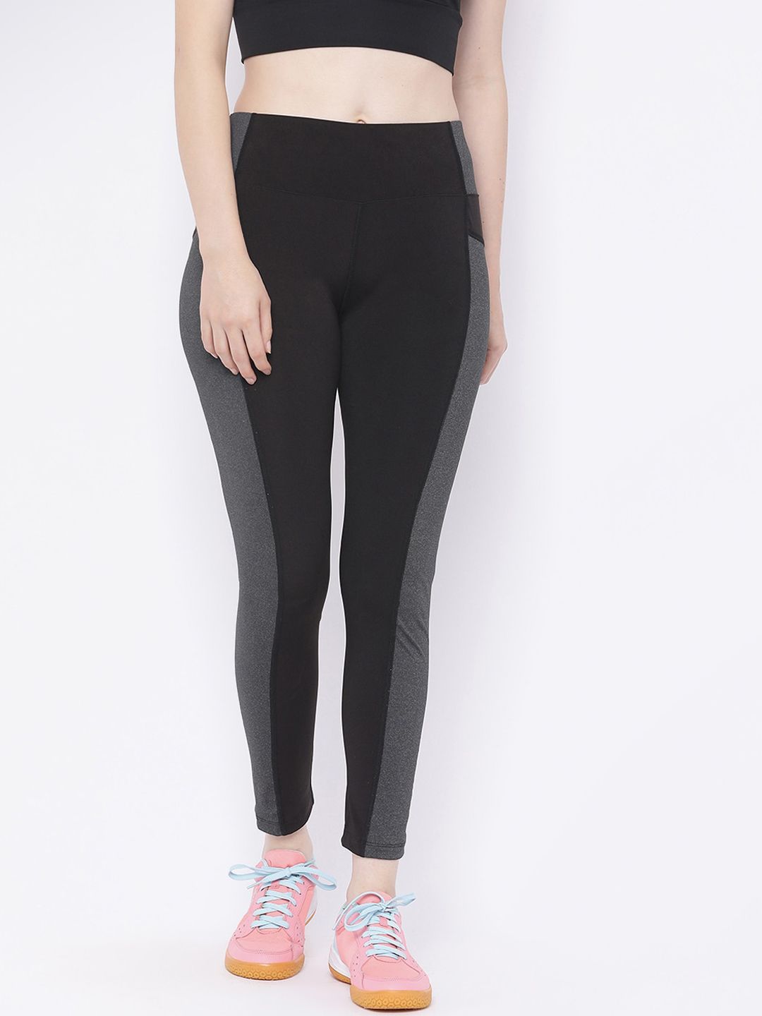Chkokko Women Grey Solid Slim-Fit Gym Tights Price in India