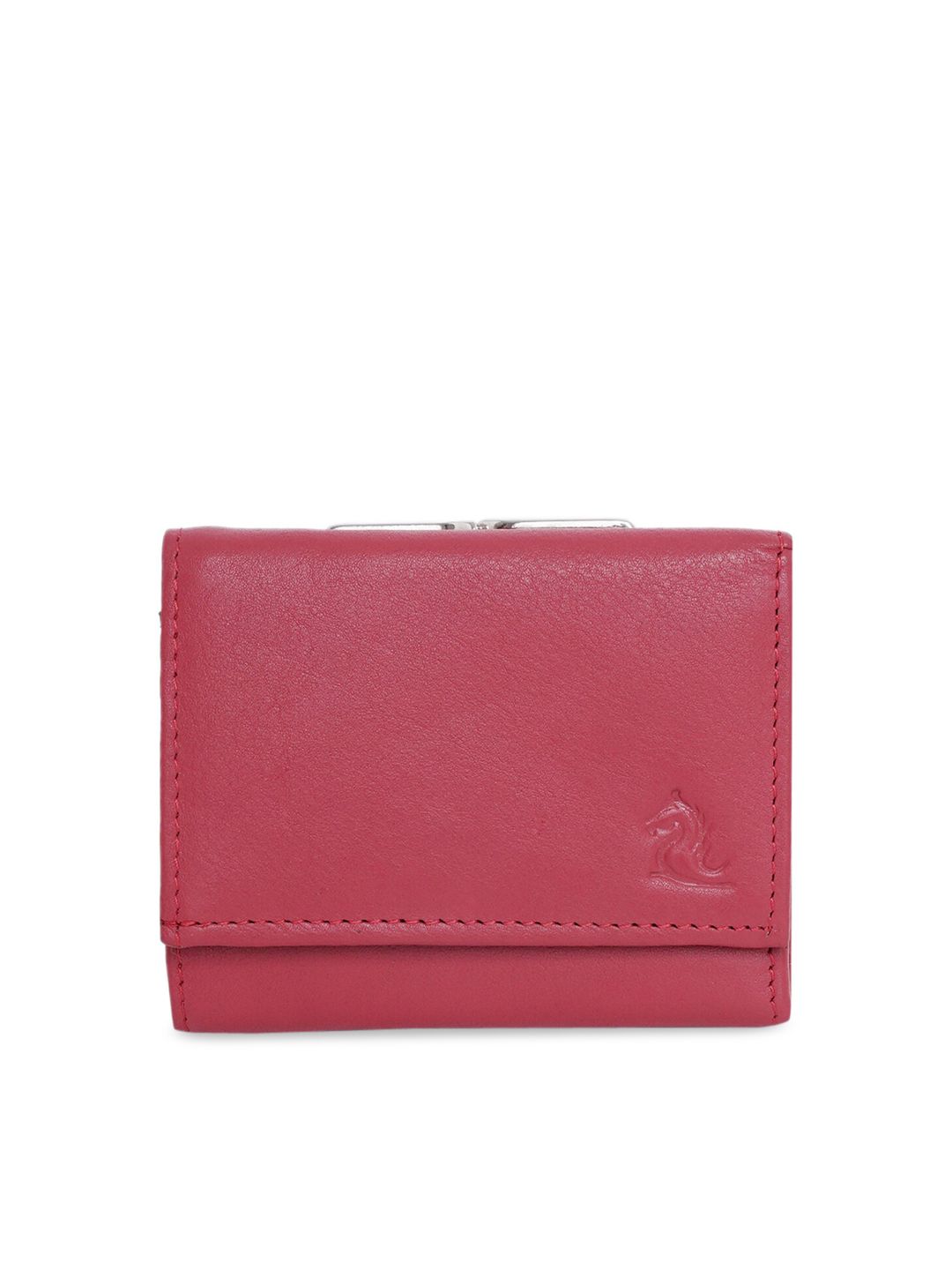 Kara Women Red Solid Leather Three Fold Wallet Price in India