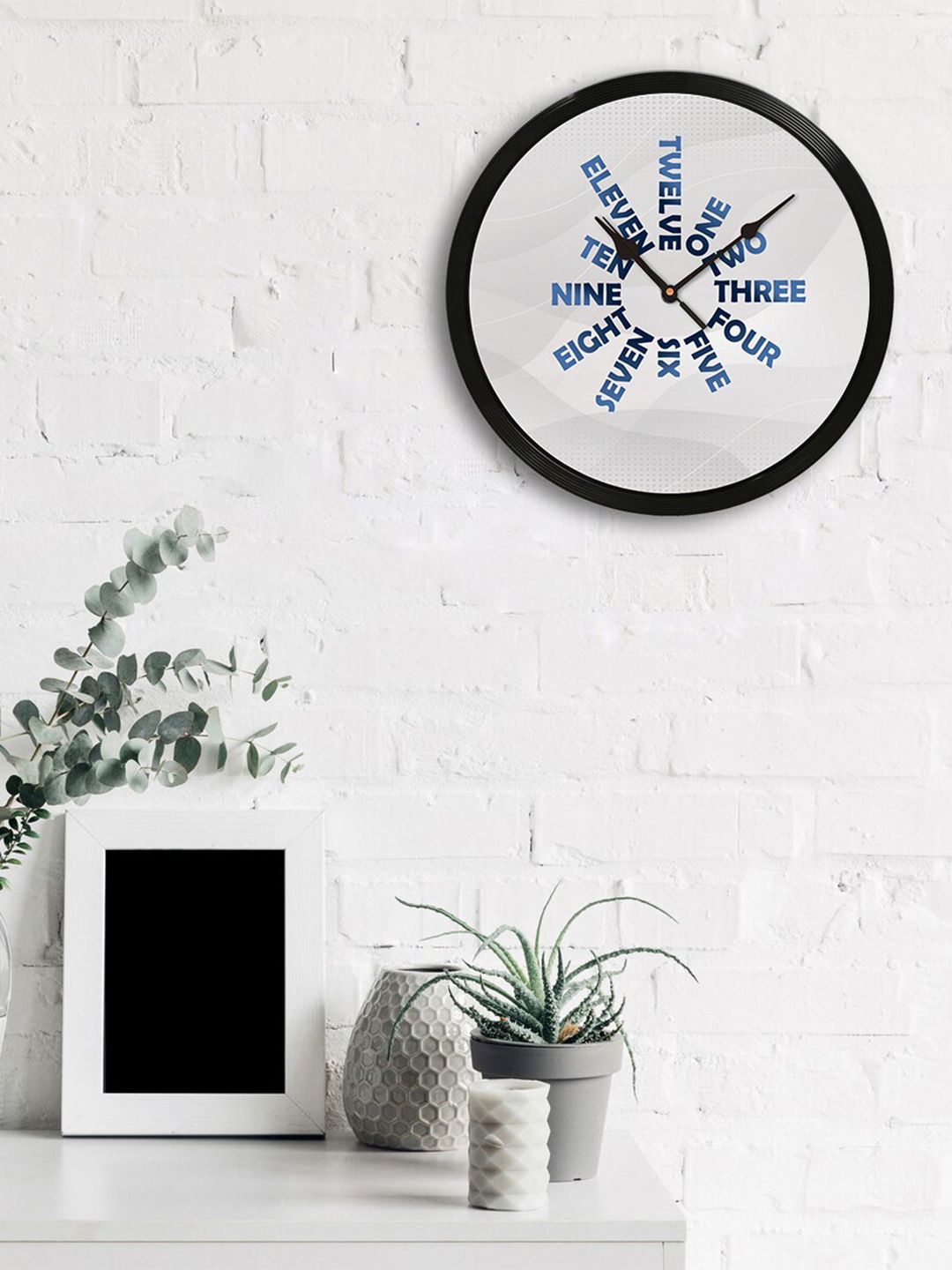 eCraftIndia Off-White Round Printed 31cm Analogue Wall Clock Price in India