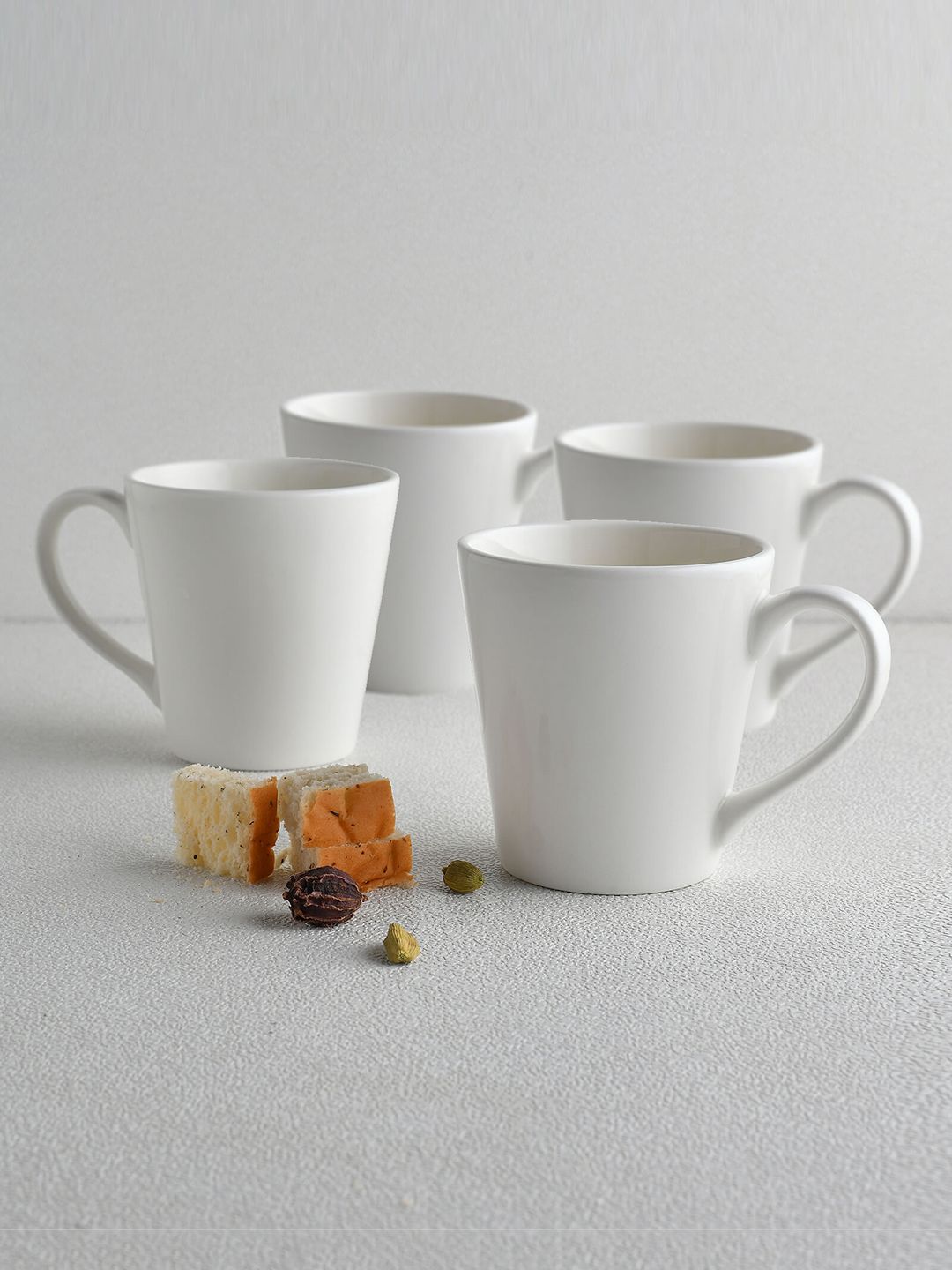 Ariane Set of 4 White Diana Cone Porcelain Latte Mugs 290 ml Price in India