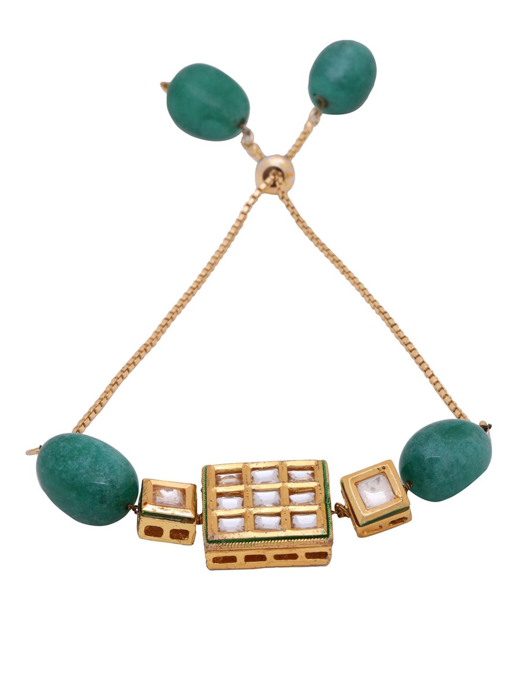 Shoshaa Green Gold-Plated Handcrafted Wraparound Bracelet Price in India