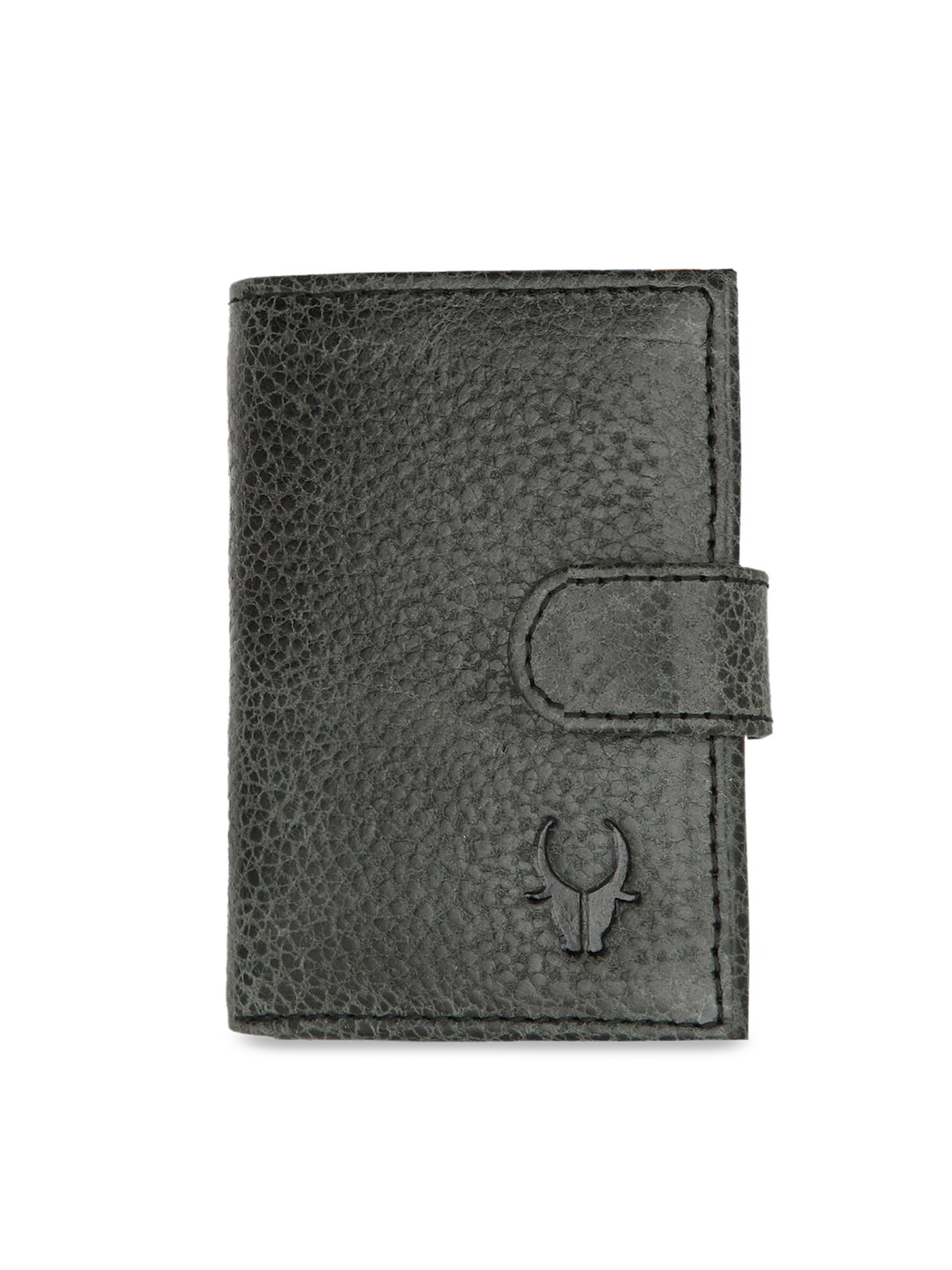 WildHorn Unisex Black Textured RFID Protected Leather Card Holder Price in India