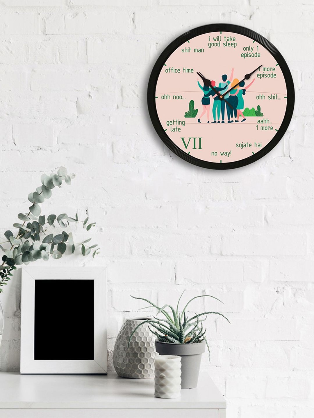 eCraftIndia Black Round Printed Analogue Wall Clock Price in India