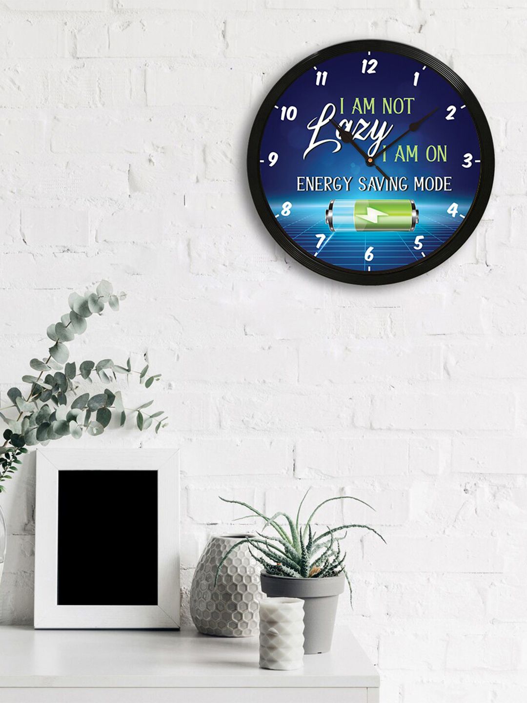 eCraftIndia Blue Round Printed 31cm Analogue Wall Clock Price in India