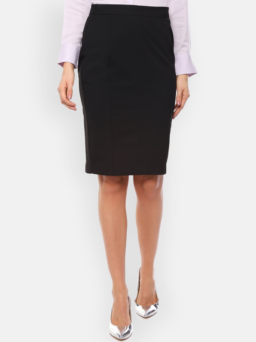 Van Heusen Woman Black Formal Pencil Skirt Price in India