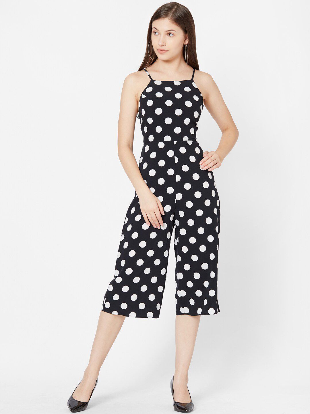 bebe Women Black & White Printed Culotte Jumpsuit