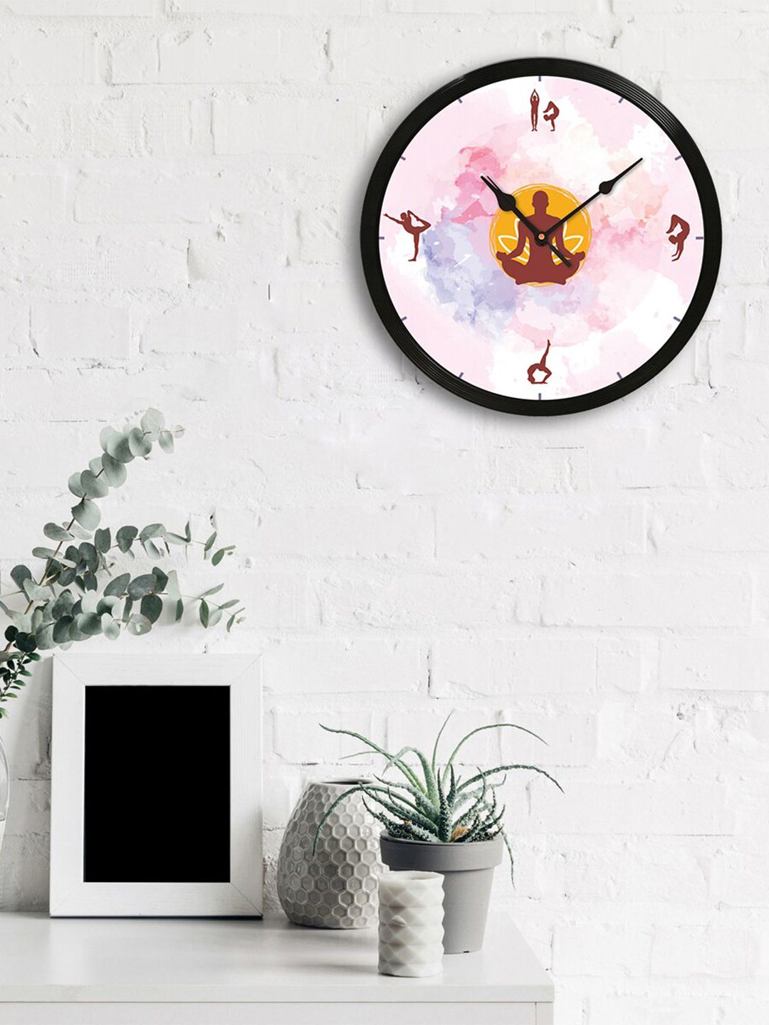 eCraftIndia Pink & White Round Printed 31cm Analogue Wall Clock Price in India