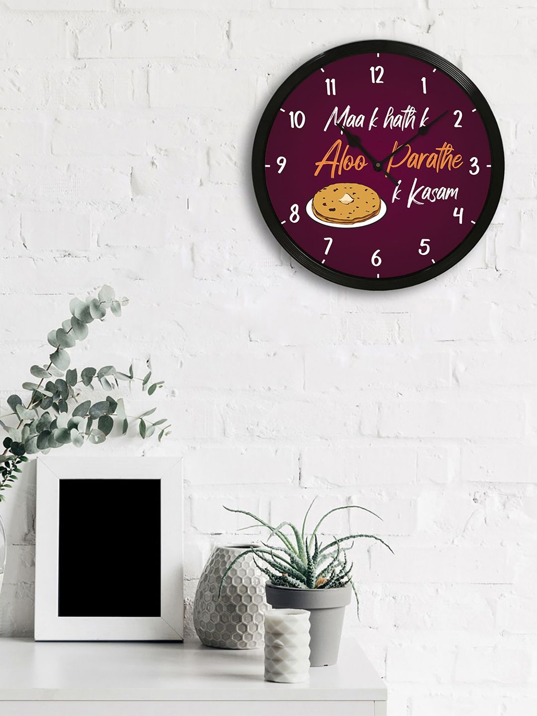 eCraftIndia Purple & Yellow Round Printed 31cm Analogue Wall Clock Price in India