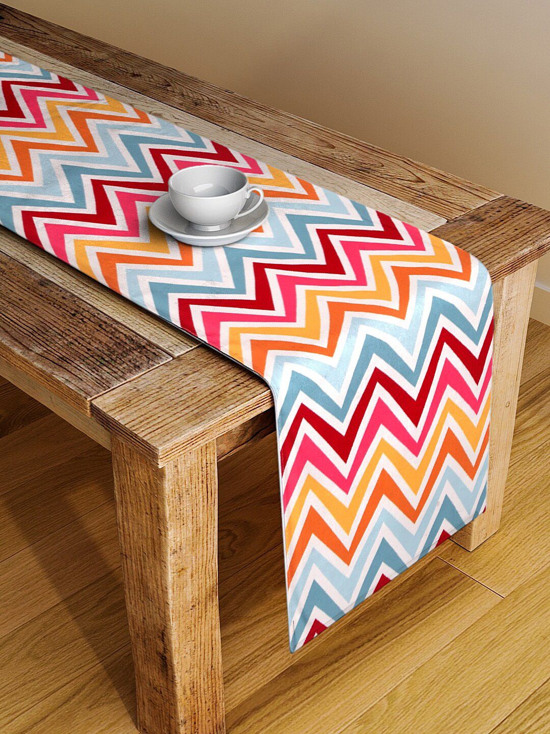 Alina decor Orange & Blue Digital Printed Table Runner Price in India