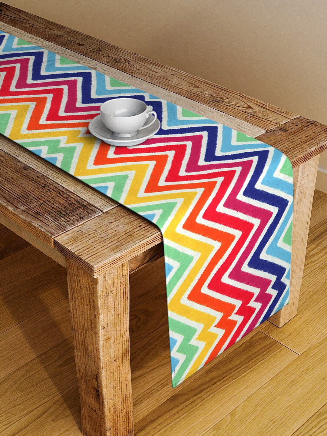 Alina decor Red & Blue Digital Printed Chevron Table Runner Price in India