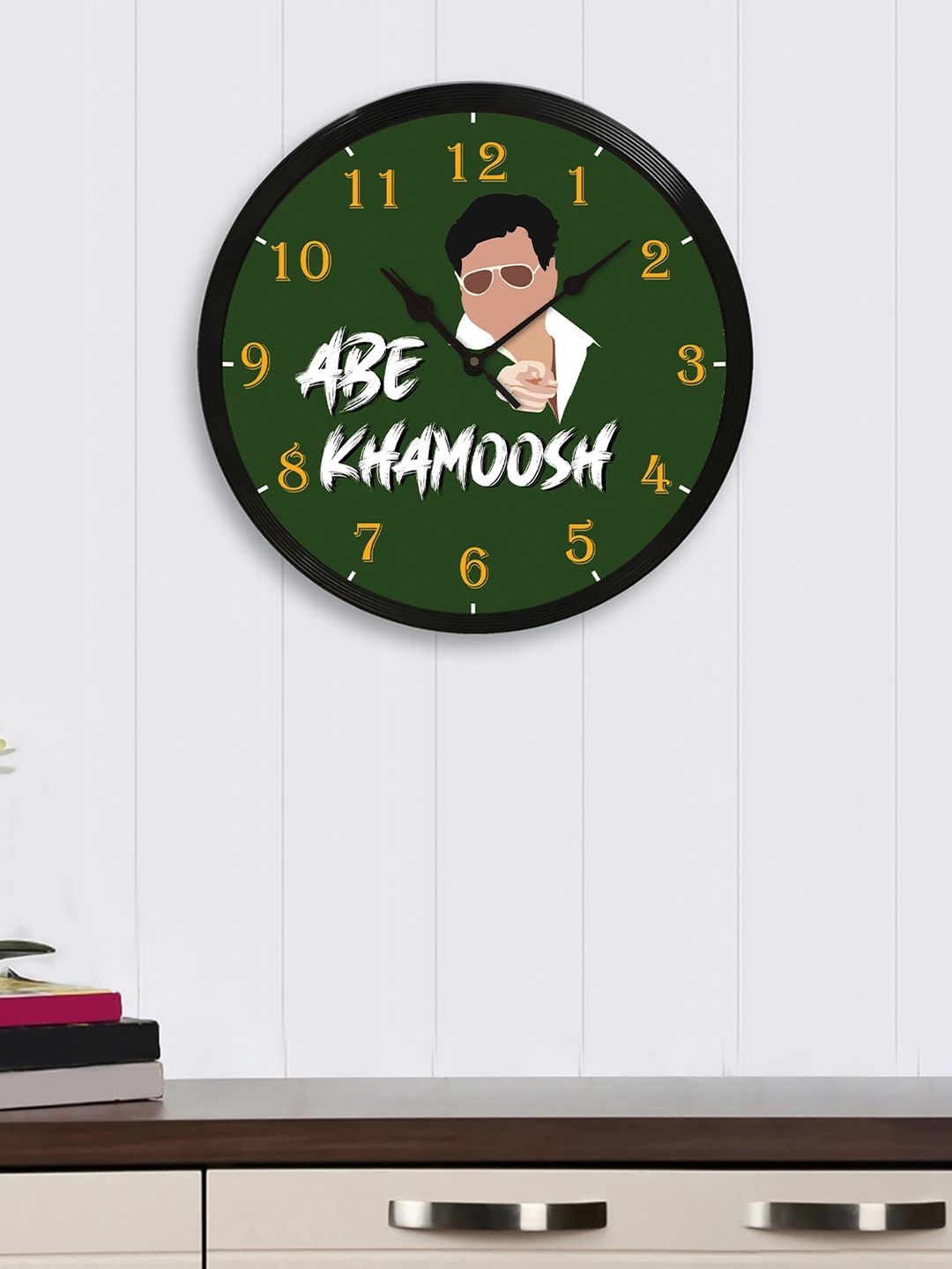 eCraftIndia Black Round Printed Analogue Wall Clock Price in India