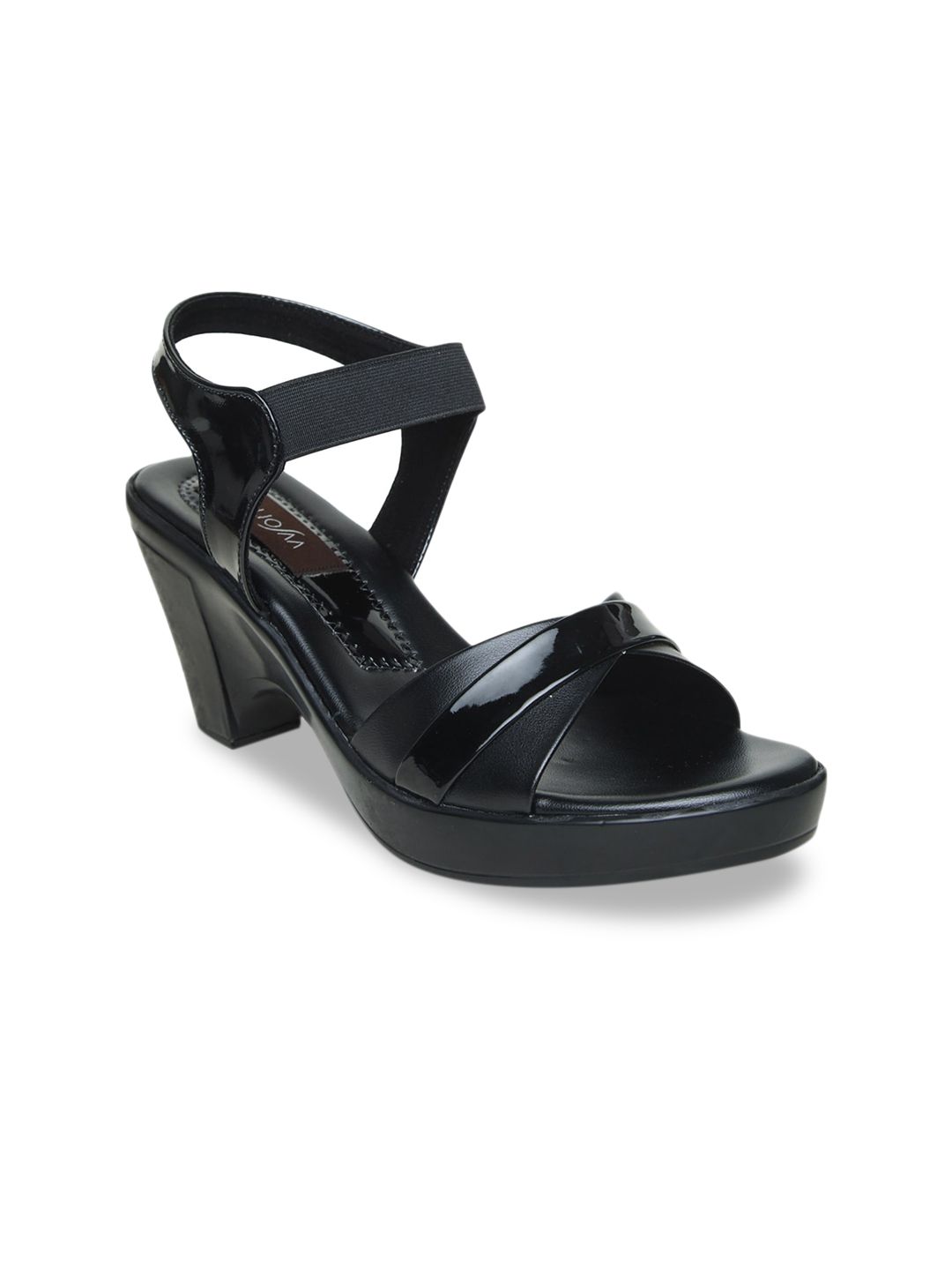 VALIOSAA Women Black Solid Heels Price in India