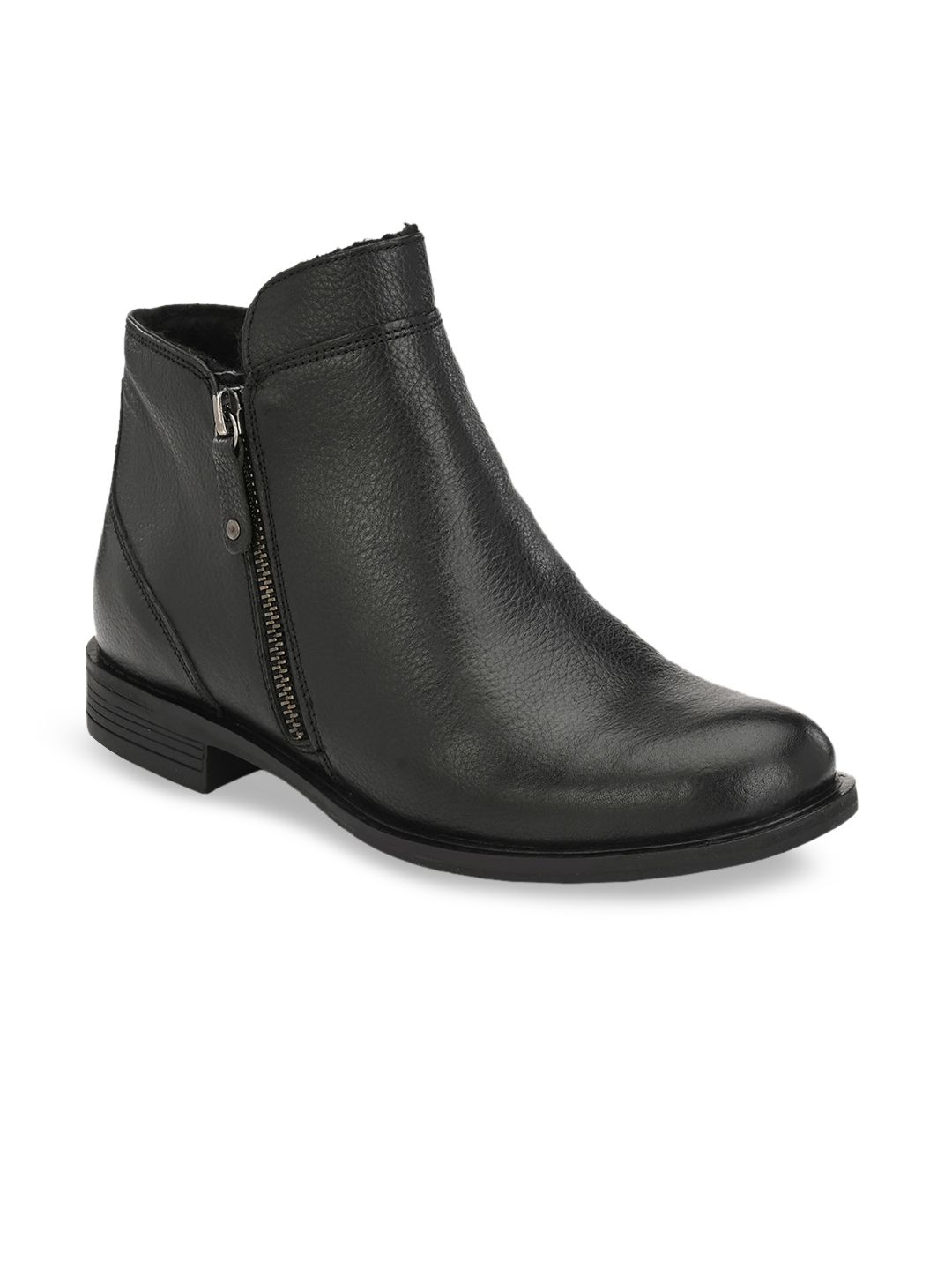 Delize Women Black Solid Mid-Top Flat Boots Price in India