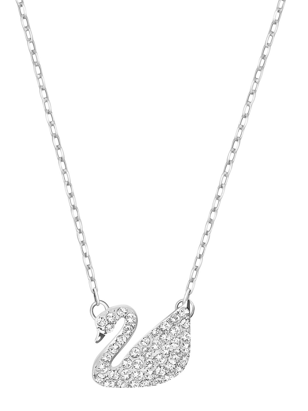 SWAROVSKI Silver-Toned Rhodium-Plated Swan Pendant Price in India