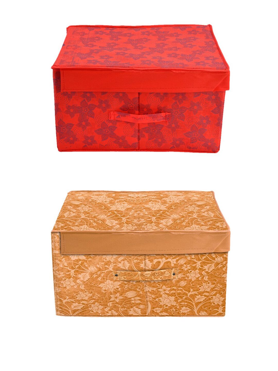 Kuber Industries Set of 2 Metallic Printed Foldable Wardrobe Organiser Box With Lid Price in India
