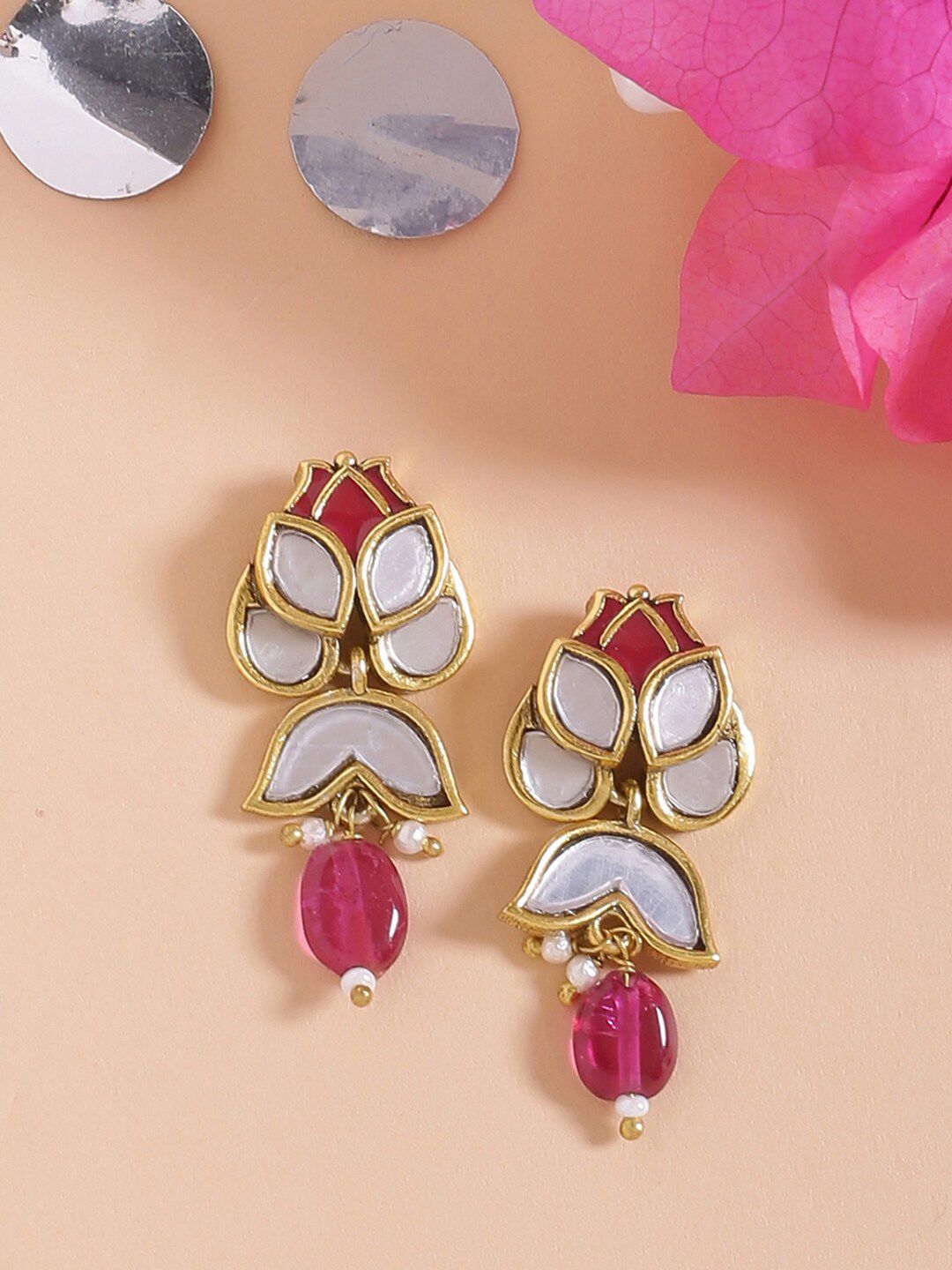 Voylla Thikri Floral Drop Earrings
