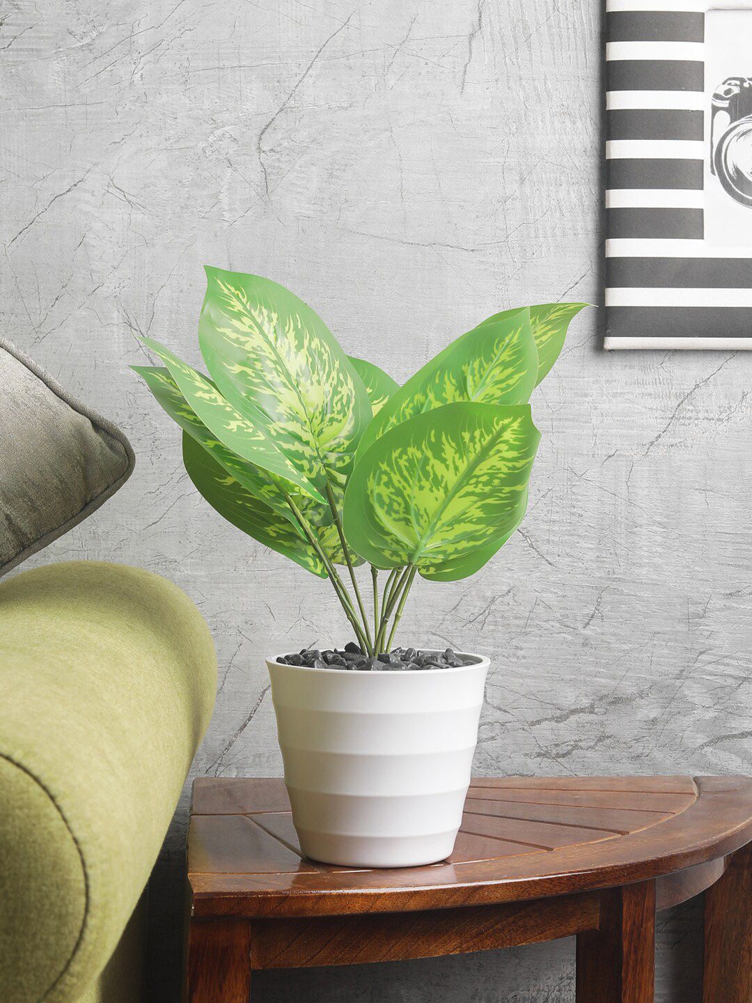 FOLIYAJ Green Artificial Money Plant With White Pot Price in India