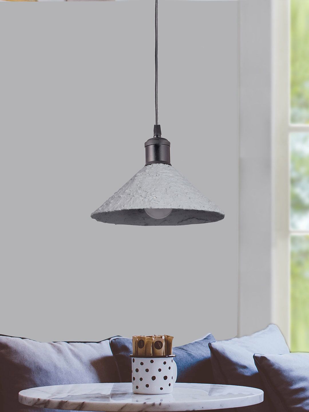 THE LIGHT STORE Grey Textured Hanging Light Price in India